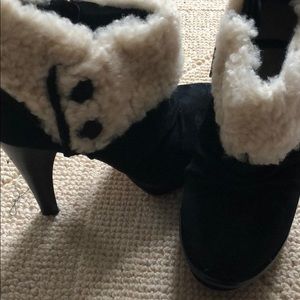 UGG platform suede boots with shearling top